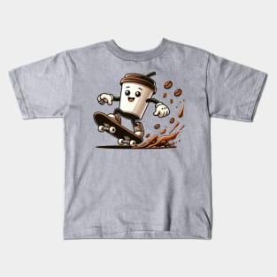 Skateboarding Coffee Cup | Gift for Skateboarding Coffee Lovers Kids T-Shirt